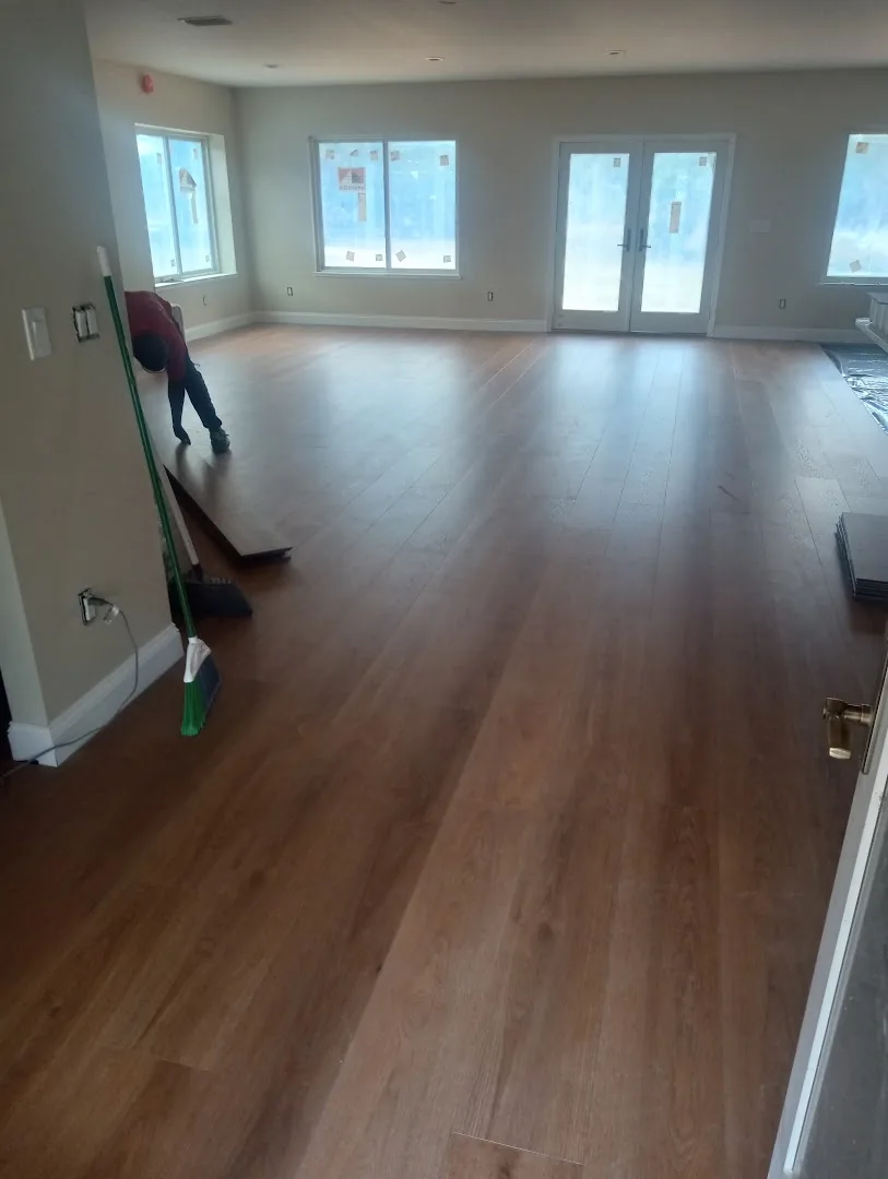 Finished wood-look flooring in a living room